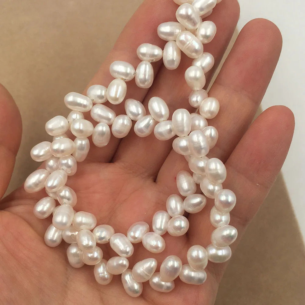 5-6 mm Freshwater Rice Pearl with Side Hole Nature Pearl Loose Wholesale for Jewelry Making