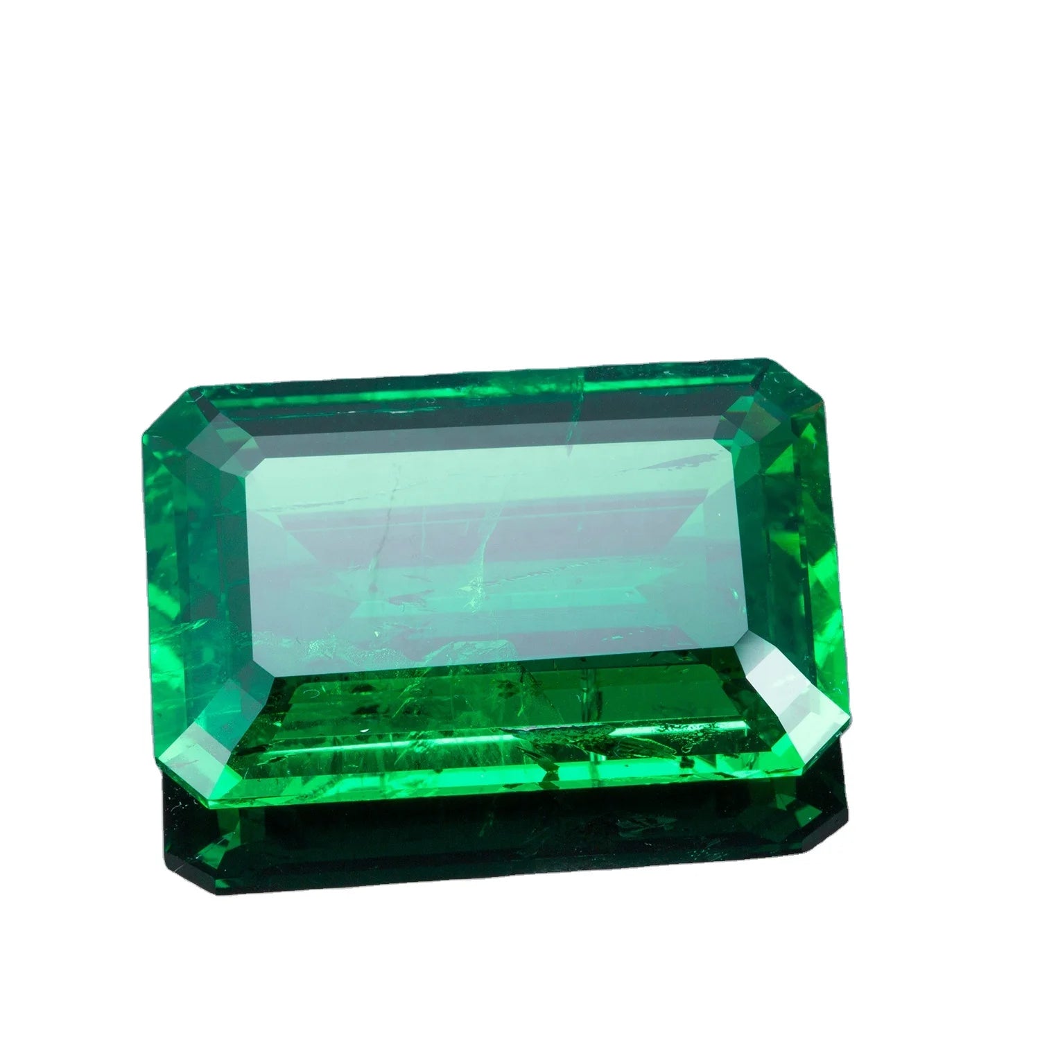 Customization 38 Carats Emerald Cut Made of Hydrothermal Rough Loose Lab Created Emeralds