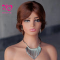 Short Human Hair Virgin Remy Wigs Brown Color for Cut Straight Brazilian Hair for Lace Machine Made Wig for Black Cheap