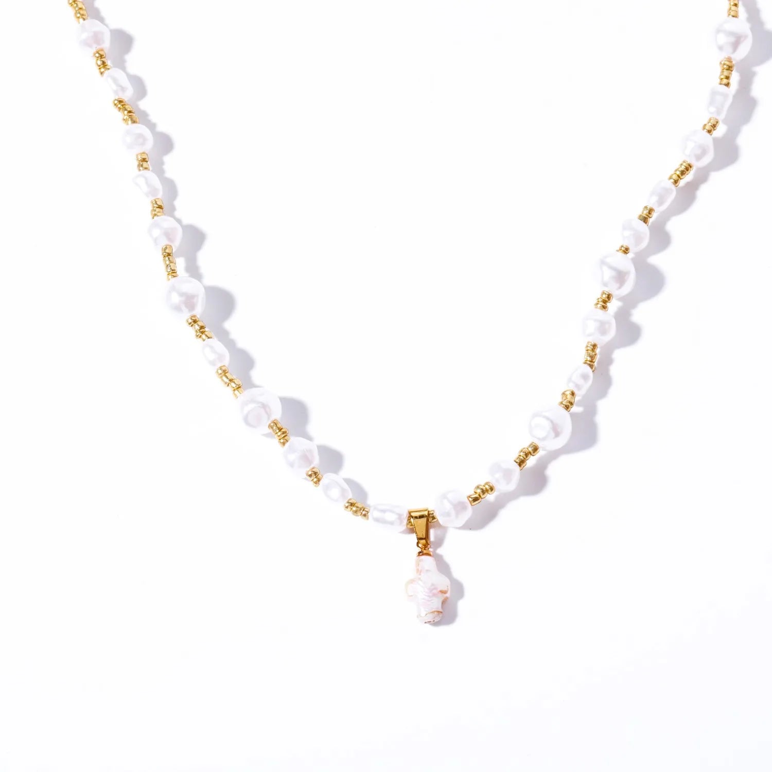 Collar Stainless Steel Necklace Elegant 18k Gold Plated Freshwater Pearl Vintage Baroque Necklace for Women