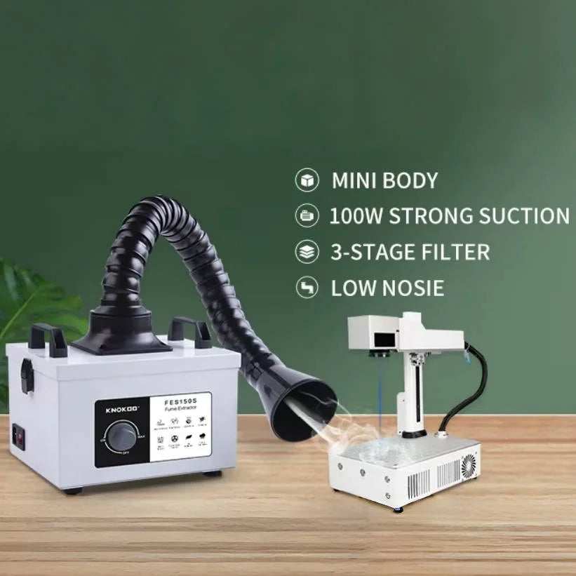 KNOKOO FES150S 100W Desktop Fume Extractor 2-Stage Filter for Laser Soldering Electronics Workshop Portable Smoke Absorber MegaBDM