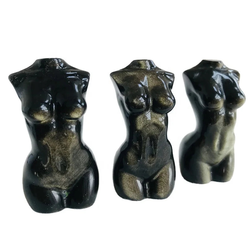 Wholesale Natural Crystal Woman Body Crystal Carved Golden Obsidian Model Body Healing Decoration