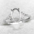 Sterling Silver 6*10mm Semi Mount Ring Empty Frame Blank Support Setting S925 Base Holder Without Center Stone for DIY Inlay