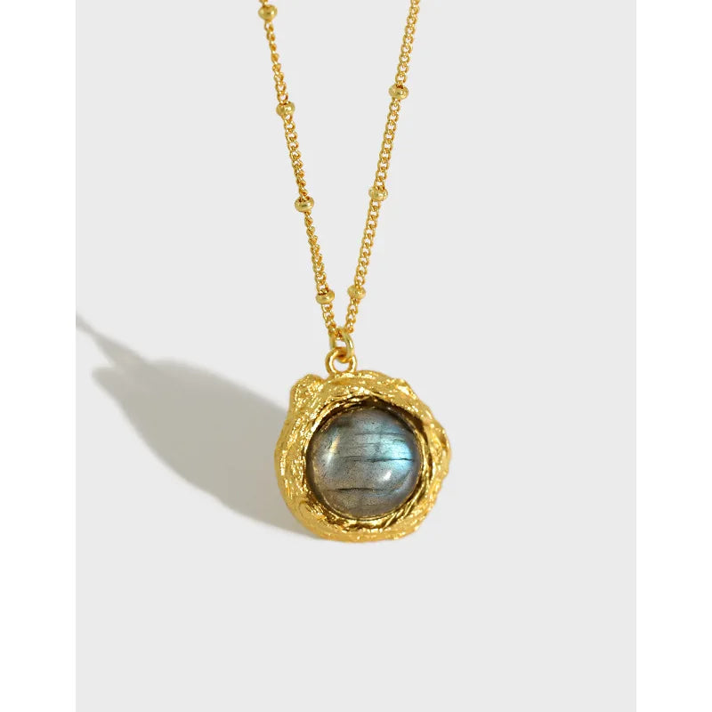 925 Sterling Silver Wholesale Gold Plated Jewelry  Labradorite Gemstone Necklace