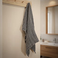 Charcoal Organic Linen Bath Hand Towel Waffle 100% Linen Waffle Eco Friendly Sustainable Bath Hand Towel