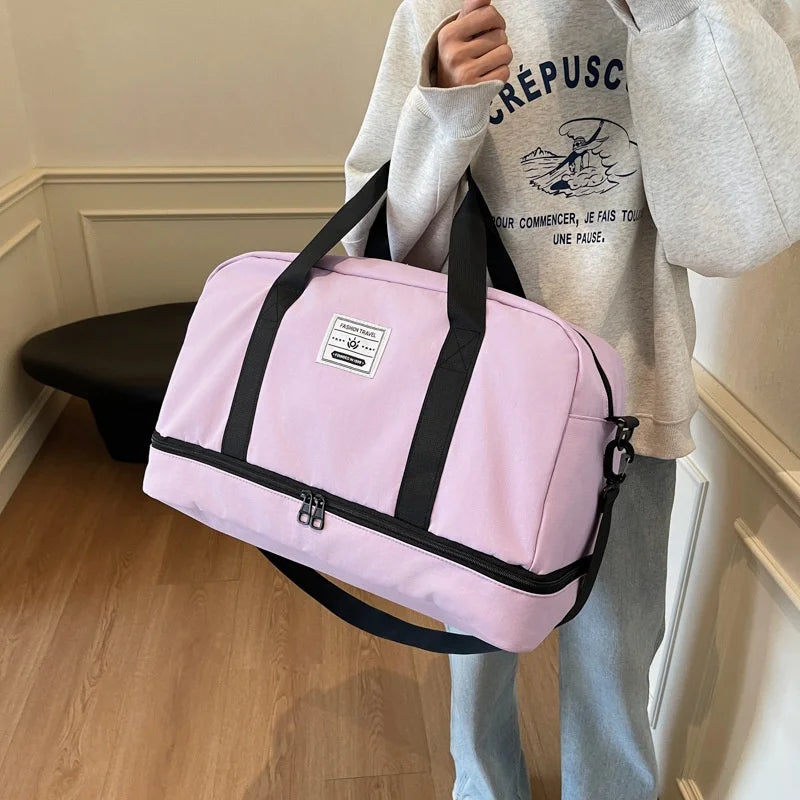 Large Capacity Duffel Bag for Business Travel Student Storage Fashion Style Independent Shoe Compartment for Short Trips Sports
