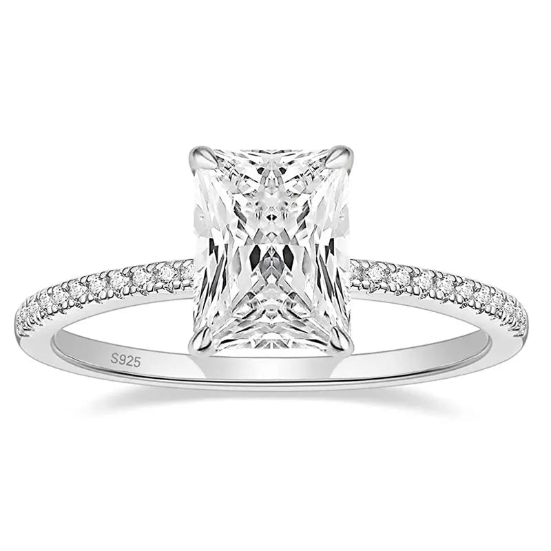 OLAN Fashion Luxury Wedding Jewelry 925 Sterling Silver Gold Plated 3 Carat Radiant Cut Moissanite Rings for Women Engagement