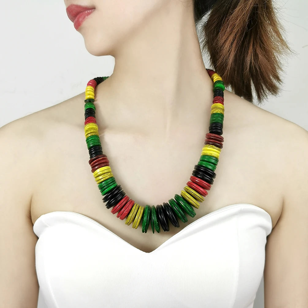 New Bohemian Coconut Shell Necklace Handmade Spring Design Choker Collar Wood Charm Ethnic Tribal Jewelry