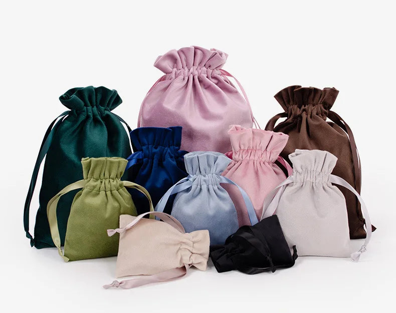 Hot Sale Velvet Bags Drawstring Gift Bag Packaging Suede Jewelry Pouch Printed Custom Logo Wholesale