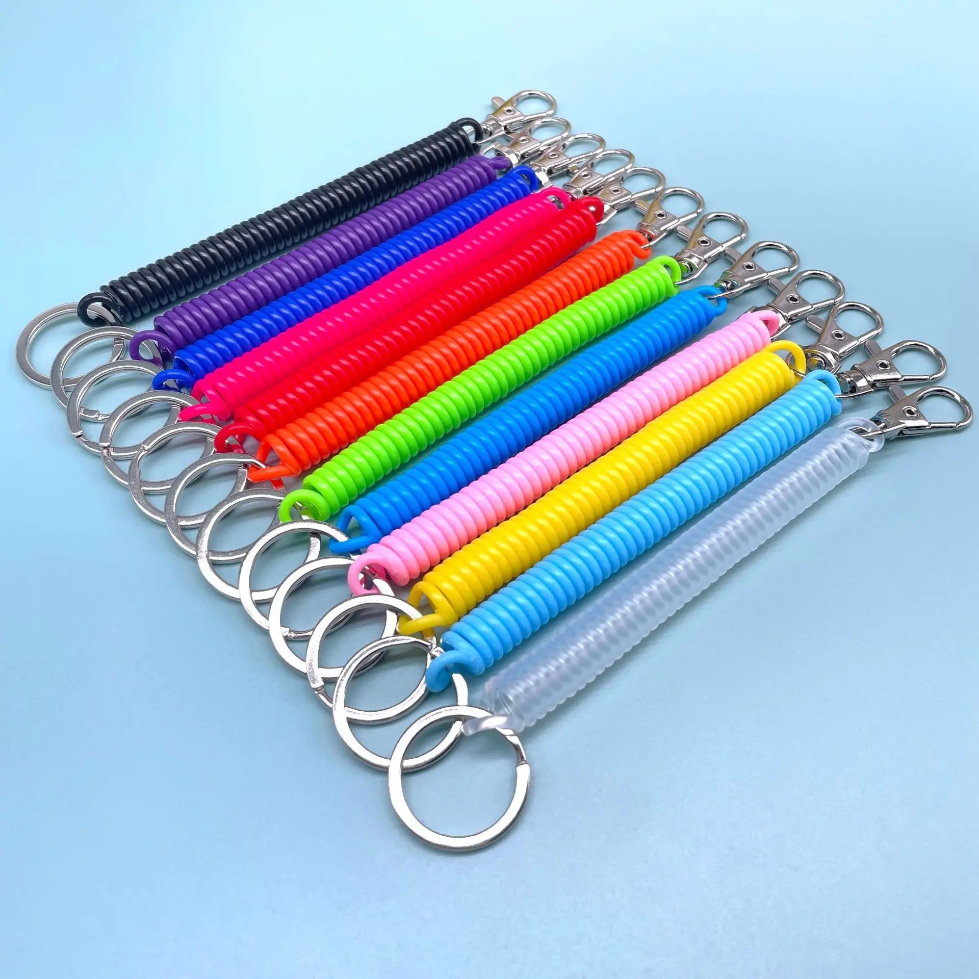 Plastic Retractable Spring Keyring Coil Spiral Stretch Chain Keychain Key Ring for Men Women Key Holder