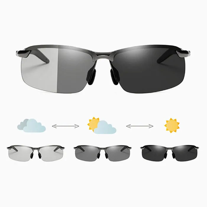 Stock UV400 Polarized Photochromic Copper Frame TAC Lenses Men's Sunglasses for Day/Night Driving & Outdoor Activities