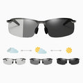 Stock UV400 Polarized Photochromic Copper Frame TAC Lenses Men's Sunglasses for Day/Night Driving & Outdoor Activities
