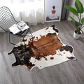 Modern Cow Print Faux Fur Low Pile 5MM Thick Area Rug Machine-Made PET Friendly Washable All-Season Home Office Living Room