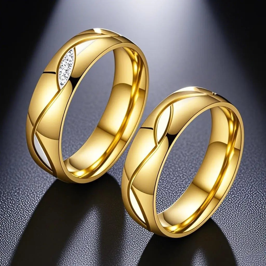 New Stainless Steel Jewelry Fashion Classic Rose Gold Stainless Steel Couple Ring Oath Ring Customization Black
