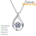 Dainty Elegant S925 Sterling Silver White Gold Plated Water Drop Lady Necklaces Round Cut 1CT VVS GRA Dancing Moissanite Pendant MegaBDM