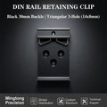 Aluminum Alloy Black 3-Hole Triangular Din Rail Fixing Clip Snap Hook Fastener for 35mm DIN Rail Installation Huaqi Mingtong