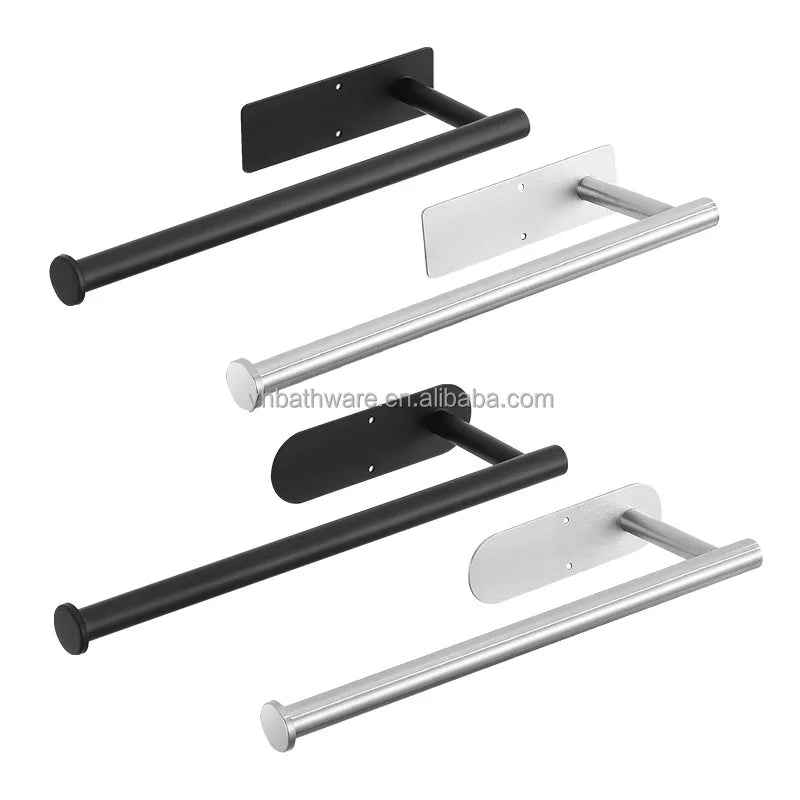 Hot Sale Modern Self Adhesive Kitchen Storage Paper Roll Holder Stainless Steel Black Toilet Paper Holder No Drilling Required