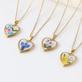 Month Flower Necklace Heart Floral Photo Locket Birth Flower Necklace Multiple Color Background Necklace Wedding Gift for Her