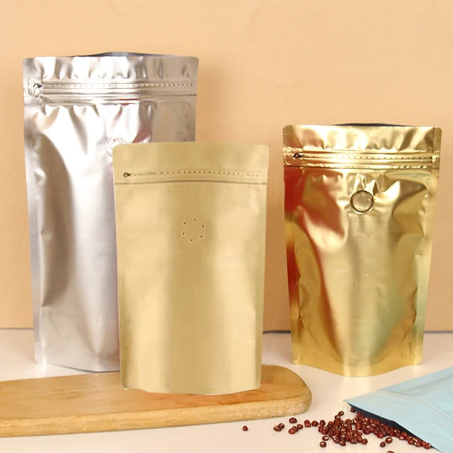 Matte Black Square Bottom Stand-Up Foil Laminated Empty 100g-1kg Coffee Bags Valve Gravure Printing Surface Strong for Cakes