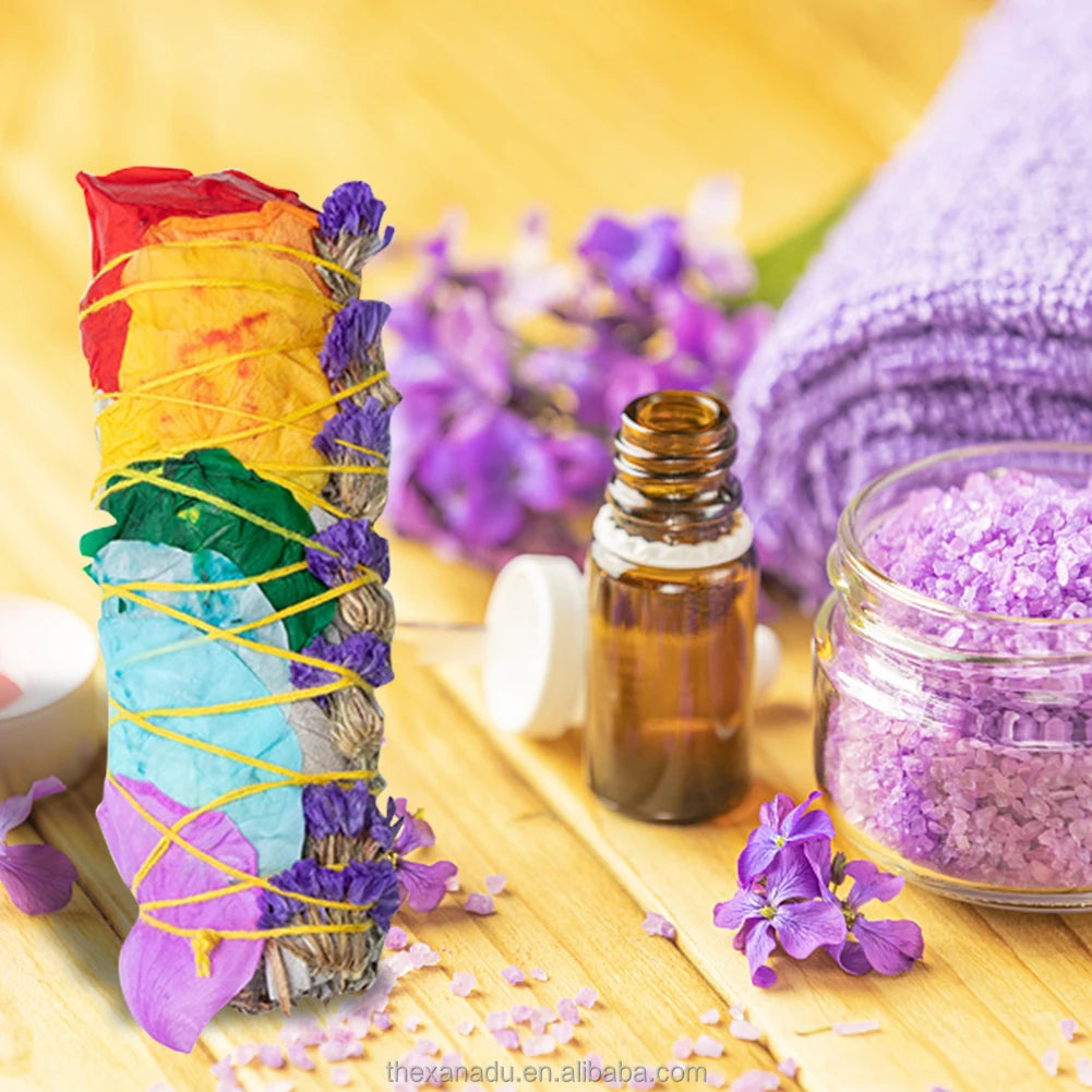 Multi Flavors Natural Organic Sage From California Dried Flower Smudge Stick Yoga Meditation Palo Santo Incense Sticks Holder