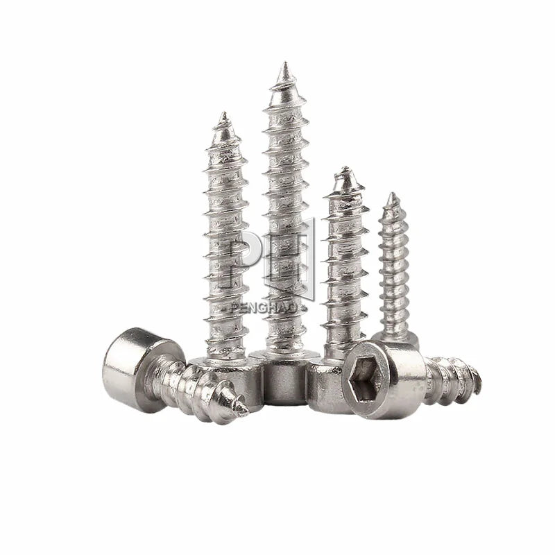 Nickel-plated Cylindrical Head Hexagon Socket Self-tapping Screw Model Self-tapping Audio Speaker M3 M4 Series Screw Nails