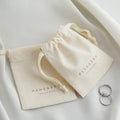 PandaSew Custom Logo Bling Bling Muslin Drawstring Bag Luxury Gift Beige Cotton Packaging Jewelry Pouch