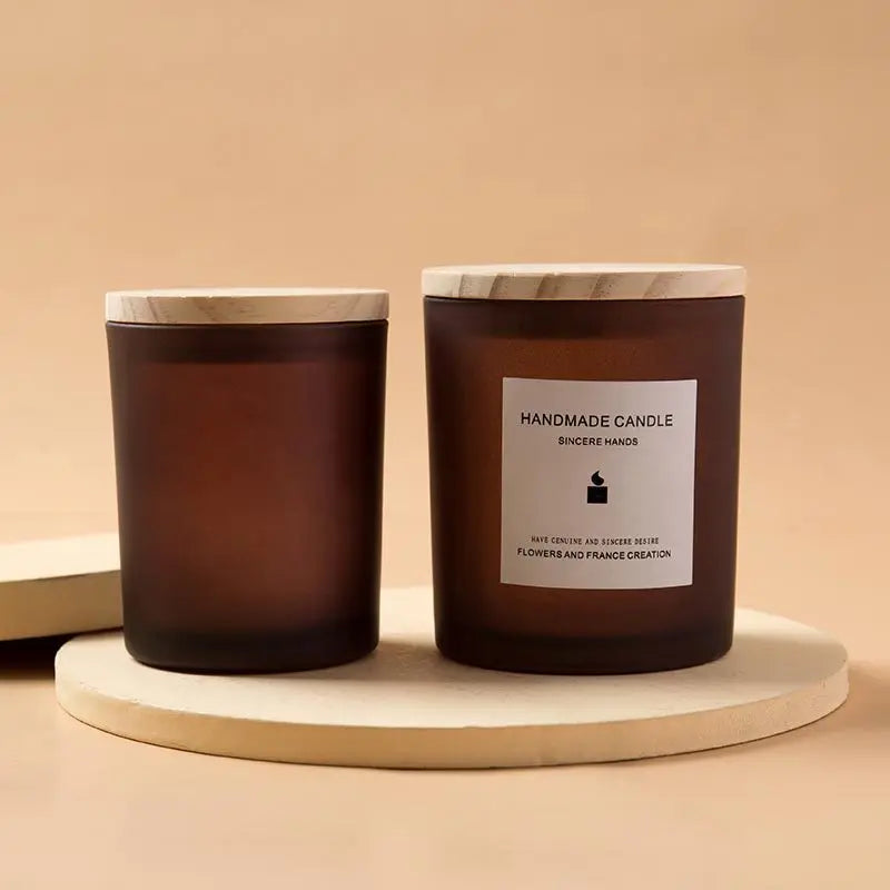 8oz 9oz Luxury Empty Matte Amber Frosted Colorful Candle Holder Glass Candle Jar in Bulk for Candle with Lids