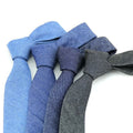 Best Sale Necktie Casual Narrow 6cm Solid Color Denim Necktie Black Plain 100 Cotton Ties for Men