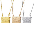 Vintage Pattern Bead Chain Gold Plated Necklace Small Rectangle Floating Locket Photo Pendant Necklace for Women