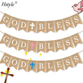 God Bless Banner - First Communion Decoration Baptism Decor God Bless Decoration Photo Props Crosses 1st Communion Party HS596