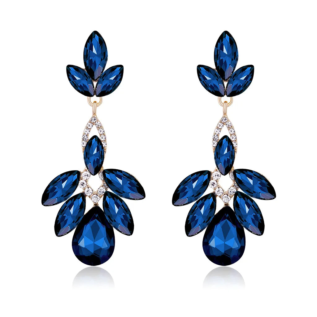 Hot Wholesale Jewelry Algerie Alloy Long Drop Women Blue Unique Baby Girl Stud Earrings