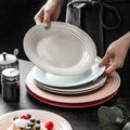 Wholesale Ceramic Round Dinner Plate in Green Grey Red Black for Salad Pasta Dessert for Restaurant Hotel Use