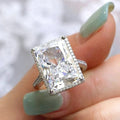 CAOSHI Simple Style Rectangle Design Sparkling Crystal Finger Rings for Wedding Imitated Rhodium Plated Rings Jewelry for Women