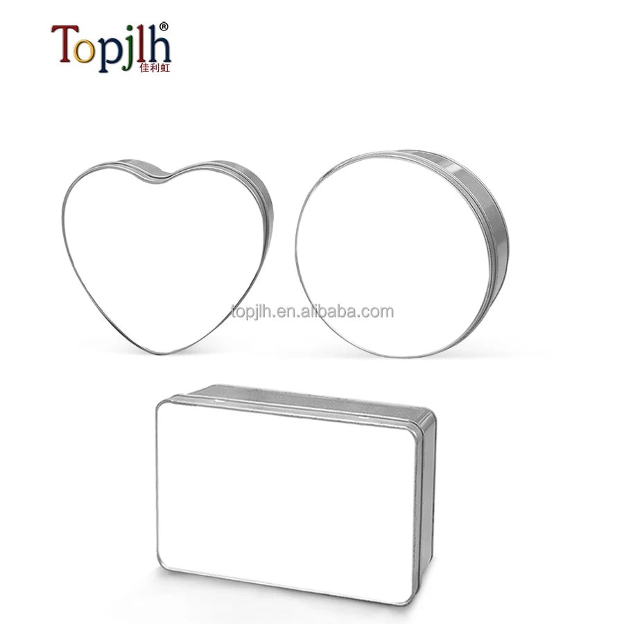 Topjlh Sublimation Gift Metal  Box Custom Logo Round square Heart Sublimation Metal Box for Decorations Fathers Day