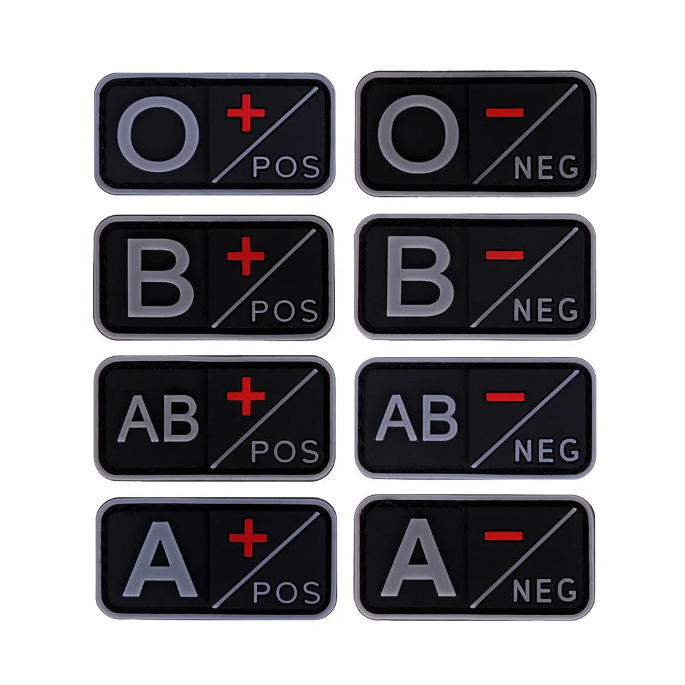 Fashionable 3D Badge With Hook A+ B+ AB+ O+Pos Blood Group Patch Printed Grey PVC Rubber for Shoes Garments Direct Spot Supply