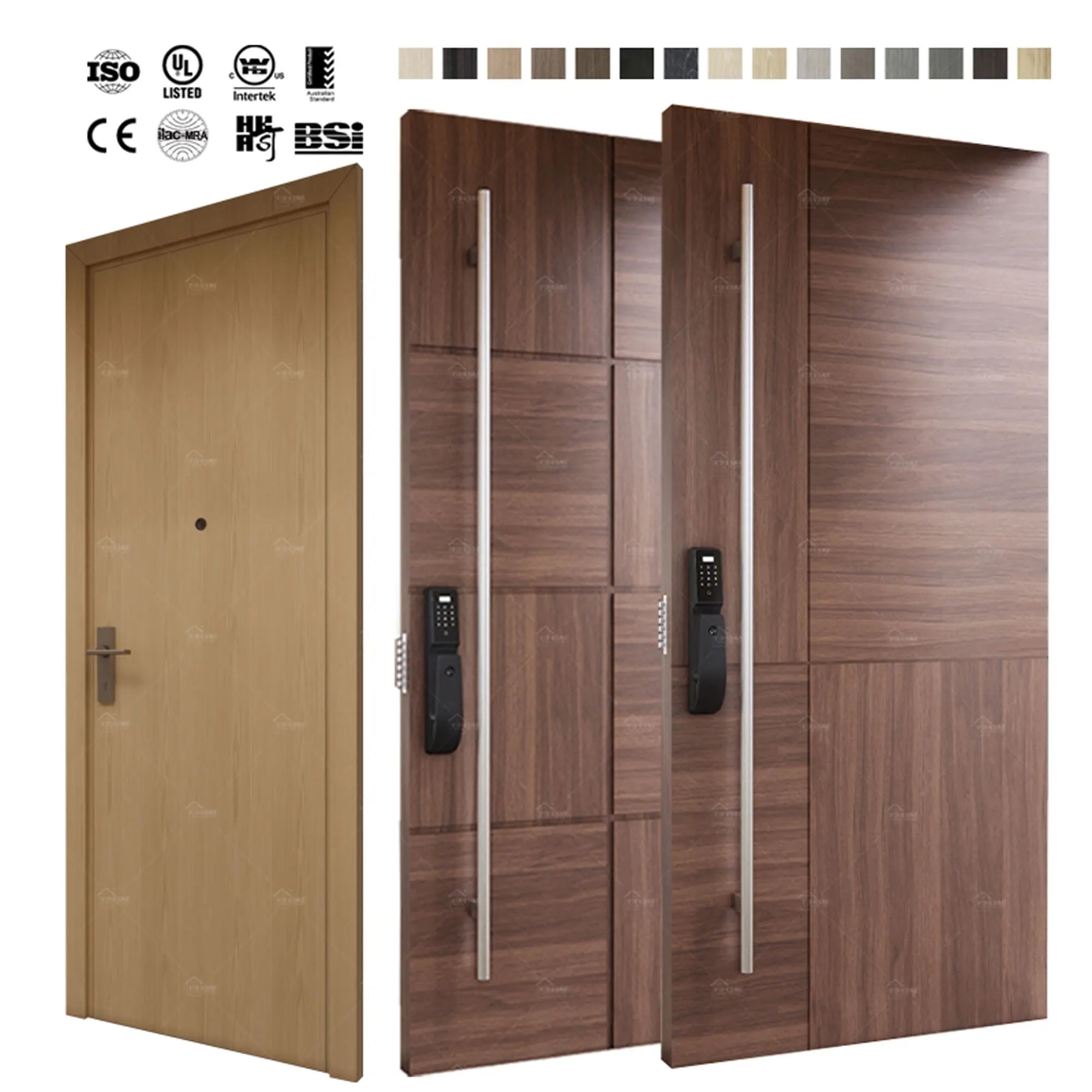England Style House Front Door Apartment Exterior and Interior Doors Modern Hotel Hardwood External Wooden Pivot Main Door