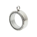 Stainless Steel Thicker Crystal Floating Locket Necklace for Women 30mm Glass Living Memory Pendant Jewelry Photo Medallion GIft
