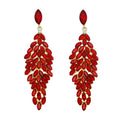 Europa Wedding Rhinestone Bridal Luxury Crystal Red Horse Eye Women's Diamond Long Drop Leaf Earrings