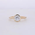 1ct D VVS2 VS1 Round Cut Bezel Setting  Bling Fine Jewelry 14k Gold Lab Grown White Diamond Jewelry Ring