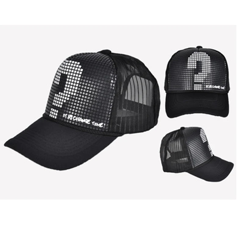 MIO Summer Cartoon Question Mark Hip-hop Truck Net Cap Baseball Mesh Hat Sun Protecting Sport Baseball Mesh Cap