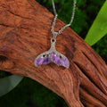 Natural Purple Crystal Amethyst Diamond Inlaid Fishtail Mermaid Tail Necklace