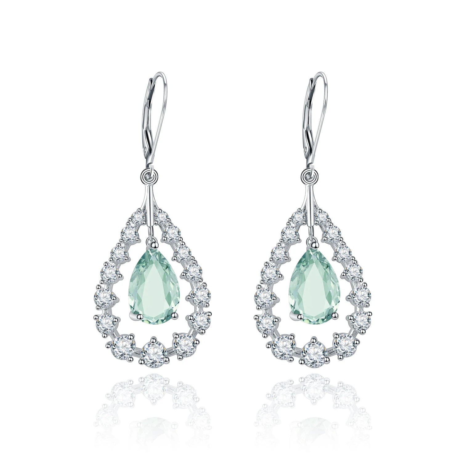 C2183E Abiding Fine Jewelry Hot Selling Wholesale Green Amethyst Stone Jewellery Silver Natural Gemstone Earrings