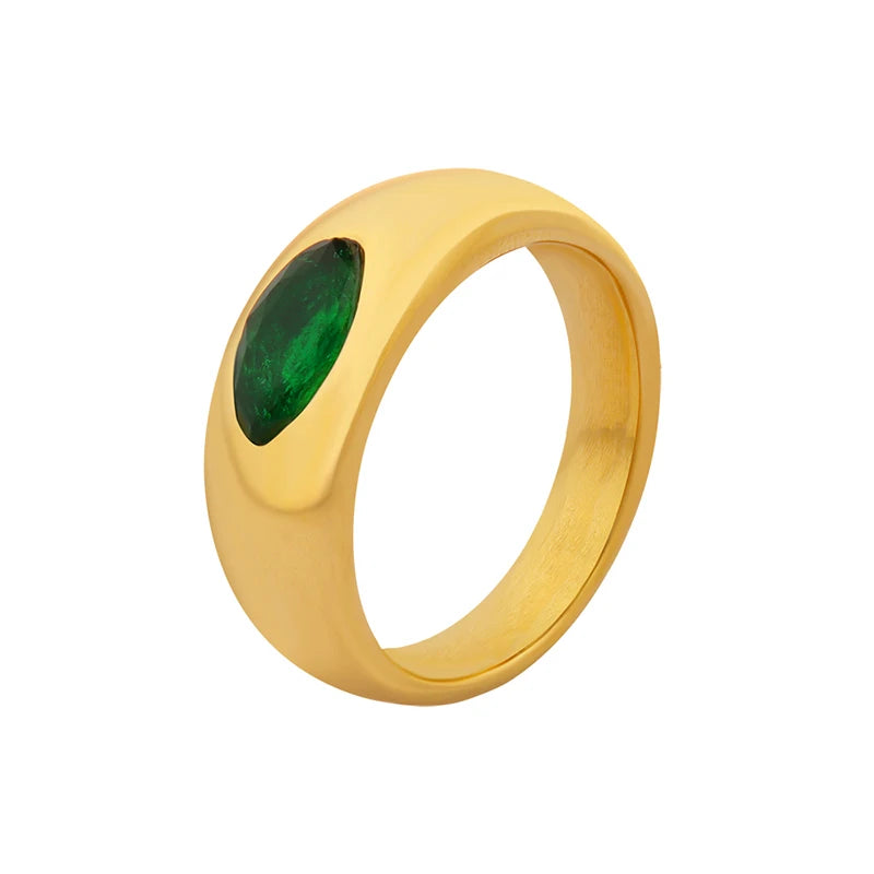 New Vintage Inlaid Emerald Zirconia Ring Manufacturers One for One