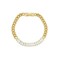 High End Women's Stainless Steel Zirconia Pave Link Chain Bracelet 18K Gold Plated Trendy Style for Gift Wholesale Jewelry