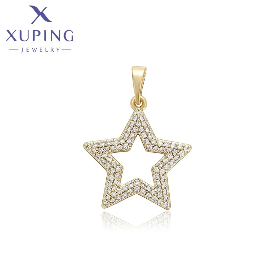 X000852846 XUPING Jewelry Wholesale 14k Gold Plated Color Iced Out DIY Star Charm Fashion Pendant