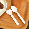 CPLA Eco-friendly 5-inch Tableware Set Compostable Disposable Spoon with Napkin for Picnic and Camping