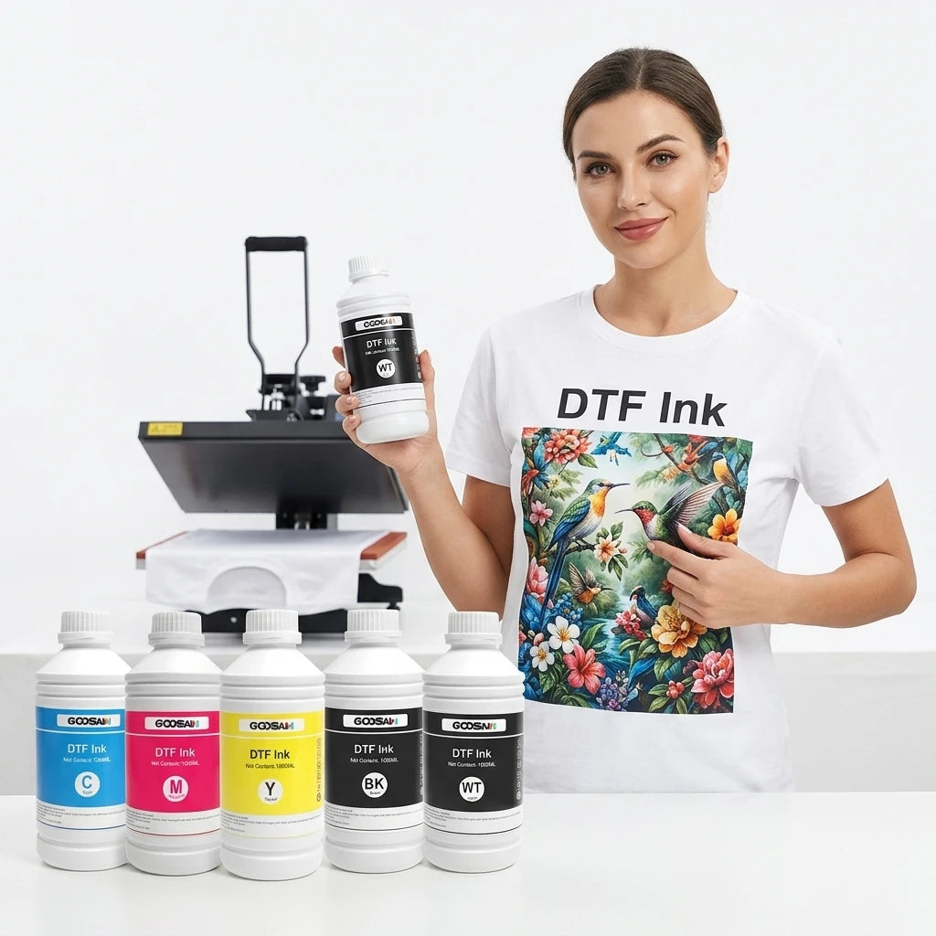 High Quality CMYK White Textile Pigment 500ML DTF Printing Ink for Epson L1800 I3200 1390 DX5 5113 4720 XP600 XP15000 Printer