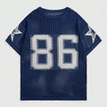 Custom Design Logo Short Sleeve Fashion Casual  Cotton Hollow Out Knitwear Mesh Crochet Shirt Jerseys Men Knitted Top T-shirt