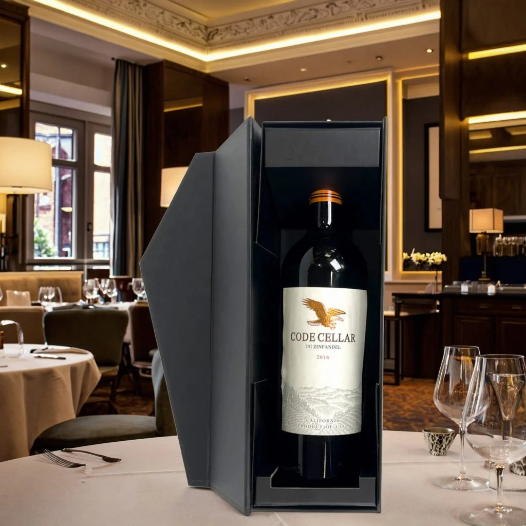 Luxury Wine Bottle Gift Box | Single Bottle Rigid Magnetic Cardboard Packaging UV Coating Matt Lamination Custom Logo