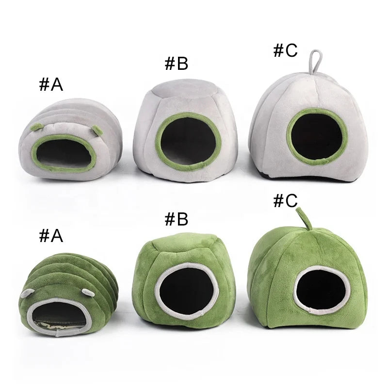 Dancing Paws Small Pet Cotton House Windproof Warm Comfortable Semi-Enclosed Yurt Beds 20x21x19cm Green/Grey for Hedgehogs